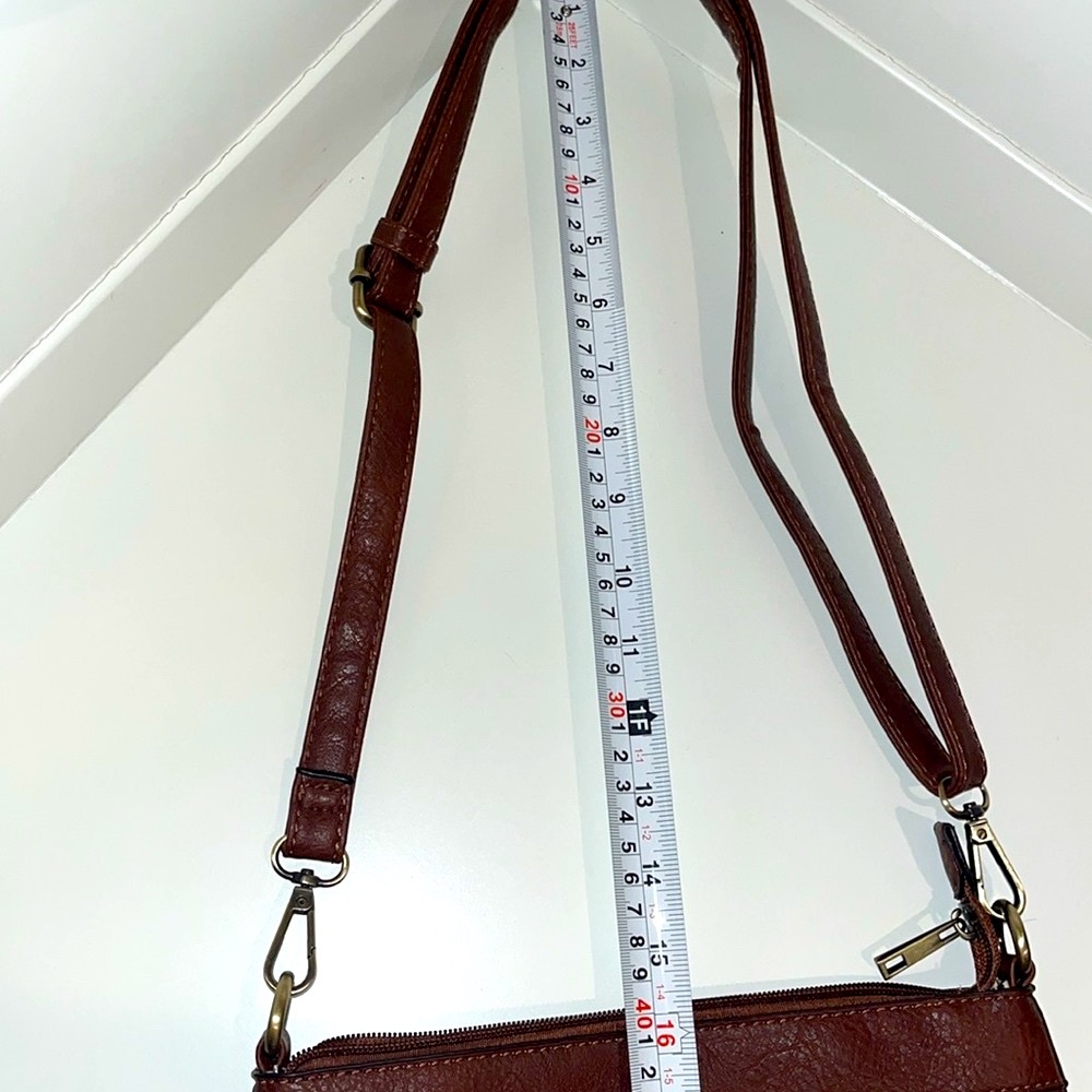 NWOT- Brown Leather Crossbody - classic and simple! - Picture 8 of 10